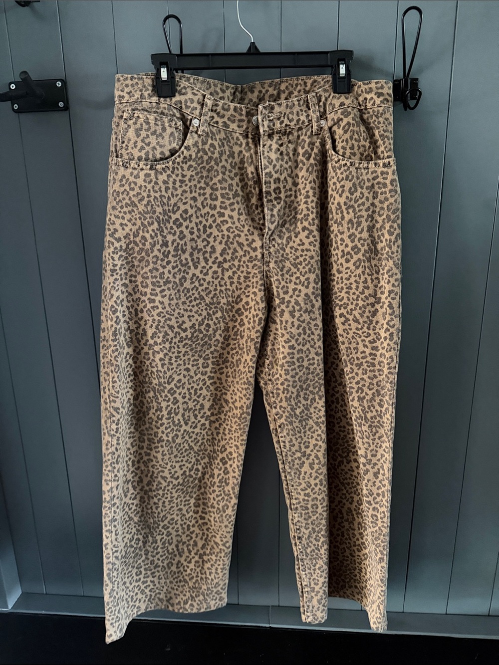 Women’s Zara Wide leg  Leopard Print Jeans - Brown Patterned